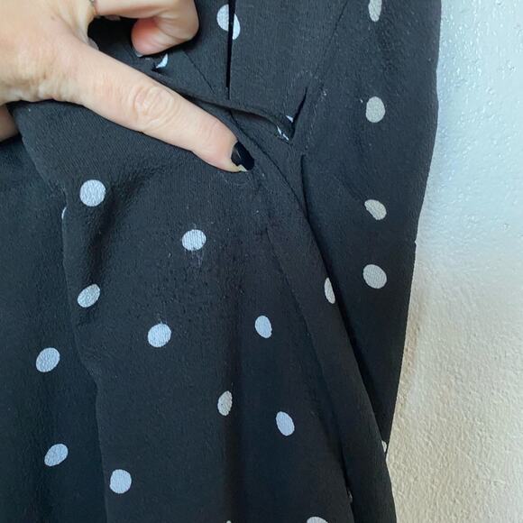 Lulu's Nightlife Black Polka Dot Wrap Dress Size Medium - Picture 10 of 12